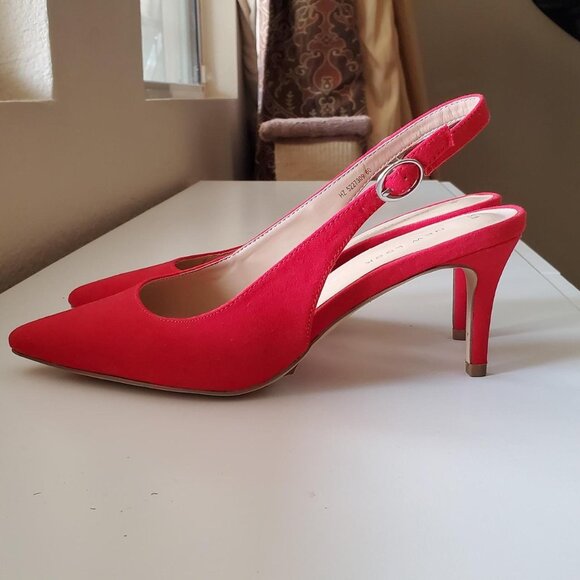 True Red "Suede" Pumps - Picture 1 of 5